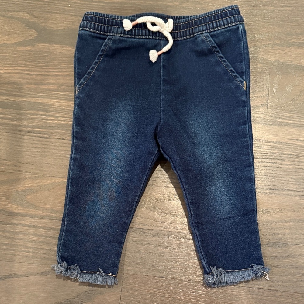 Cat & Jack Dark Blue Kids Jeans with Frayed Hem